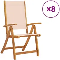Syfax Opklapbare stoelen, 8 stuks, van massief acaciahout en textilene.