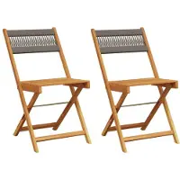 Syfax Opklapbare stoelen, 2 stuks, grijs, massief acaciahout en touw