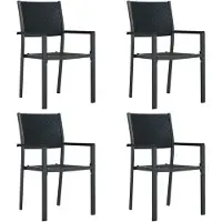 Syfax Tuinstoel 4 st rattan-look kunststof zwart
