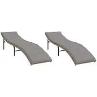 Syfax Ligstoelen 2 st met kussens poly rattan beige
