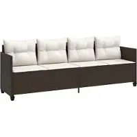Syfax Ligbed met kussens poly rattan bruin