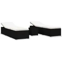 Syfax 3-delige Ligbeddenset met theetafel poly rattan zwart