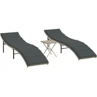Syfax Ligbedden 2 st met tafel poly rattan lichtgrijs
