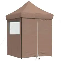 Syfax Partytent inklapbaar pop-up met 4 zijwanden bruin