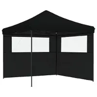 Syfax Partytent inklapbaar pop-up met 2 zijwanden zwart