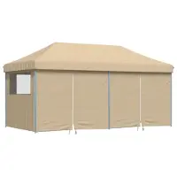 Syfax Partytent inklapbaar pop-up met 4 zijwanden beige