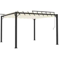 Syfax Prieel met lamellendak 3x3 m stof en aluminium crèmekleurig