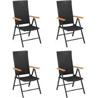 Syfax Opklapbare stoelen, 4 stuks, van polyrotan, zwart.