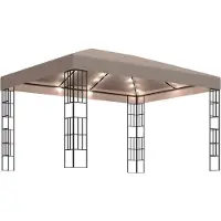 Syfax Prieel met LED-lichtslinger 4x3 m taupe