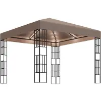 Syfax Prieel met LED-lichtslinger 3x3 m taupe
