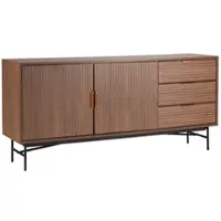 Oviala - Dressoir 2 deuren en 3 laden in melamine en staal 160 cm bruin - Gabin