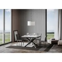 Itamoby - Uittrekbare eettafel 120/380x90 cm, Famas Evolution, esdoornhout, wit blad, antraciet onderstel en poten