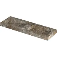 Ink pitch wastafel keramische slab bak dubbel met drain en front en side skirts zonder kraangaten 140x45x9 earth glossy
