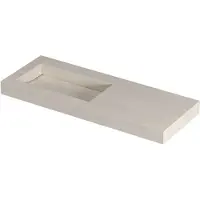 Ink pitch wastafel keramische slab links met drain en front en side skirts zonder kraangat 120x45x9 travertin mat