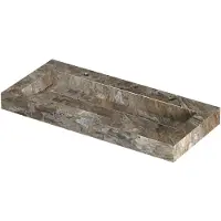 Ink pitch wastafel keramische slab centraal met drain en front en side skirts 2 kraangaten 100x45x9 earth glossy