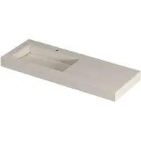 Ink pitch wastafel keramische slab links met drain en front en side skirts 1 kraangat 120x45x9 travertin mat