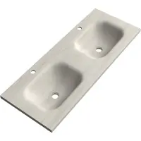 Brauer dune medium wastafel 120 cm met 2 wasbakken en 2 kraangaten sintered stone ivory travertin