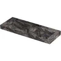 Ink Pitch Meubelwastafel 120x45cm Keramische Slab - Dubbel - Zonder Kraangaten - Venice Brown Glossy - 8718835388492 - Rechthoekig - Wastafels,