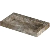 Ink Pitch Wastafel keramische slab bak met drain en front en side skirts 1 kraangat 80x45x9 Earth glossy