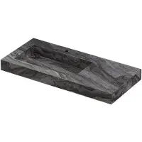 Ink Pitch Wastafel keramische slab links met drain en front en side skirts 1 kraangat 100x45x9 Venice brown glossy