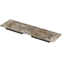 Ink post wastafel keramische slab envelop bak dubbel 2 kraangaten 160x45x1 earth glossy