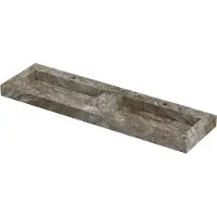 Ink Pitch Wastafel keramische slab bak dubbel met drain en front en side skirts 2 kraangaten 160x45x9 Island glossy