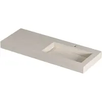 Ink pitch wastafel keramische slab rechts met drain en front en side skirts 1 kraangat 120x45x9 travertin mat