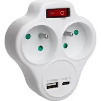 Macleans splitter, dubbele aansluiting, 2 USB-poorten, model MCE336, type E