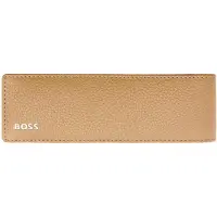 BOSS Pouch voor twee pennen van generfd leer met metalen logo