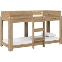 vidaXL Stapeld bed voor kids Artisan Eiken 75 x 190 cm Bewerkt hout