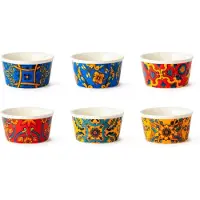 Excelsa Italiaans Design Set van 6 Trinacria kommen 8,7 cm – Veelkleurig – Keramiek – Siciliaans Design
