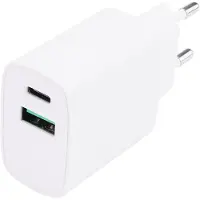 Grab 'n GO Dubbele USB Wandlader - - Model - 20W USB-C - 15W USB-A - Compact Wit