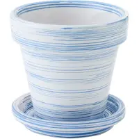 J-Line bloempot - keramiek - blauw/wit - small
