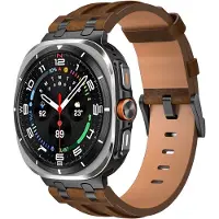 Strap-it Solide leren bandje geschikt voor Samsung Galaxy Watch Ultra 2 (2026) / Ultra (2024/2025) - Donkerbruin