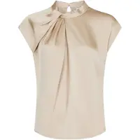 Neo Noir Dames Blouses Fleur Drapy Satin Blouse - Beige - Maat 34