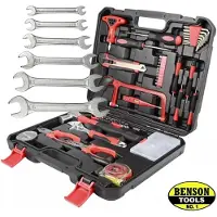 Benson Gereedschap Set 104 delig + Steeksleutels | in Koffer | Incl voltstick, pluggen, zaag e.d |