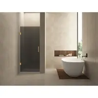 Wiesbaden Nisdeur Less 80x200 cm 8 mm Nano Rookglas Geborsteld Messing