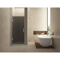Wiesbaden Nisdeur Less 80x200 cm 8 mm Nano Rookglas Geborsteld Staal