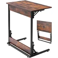 Vevor Bijzettafel Salontafel Opvouwbaar met Metalen Frame en Verstelbare Voeten