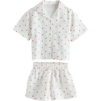 Next Nachtkledij 'Valentine' rood / eierschaal