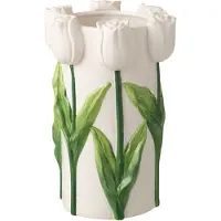 J-Line bloempot Tulp - keramiek - wit/groen - large
