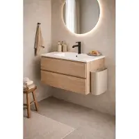 Maja Japandi Ophangbare Prullenbak – Beige Staal, 3L – Handige Wandmontage