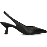Manfield - Dames - Zwarte leren slingbacks - Maat 41