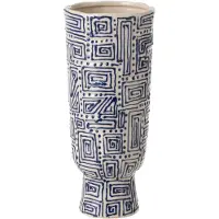 J-Line vaas Patroon - keramiek - wit/blauw - small