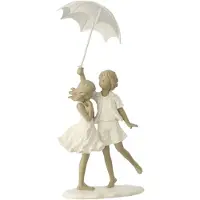J-Line decoratie Kinderen Jongen + Meisje Paraplu - polyresin - wit/grijs
