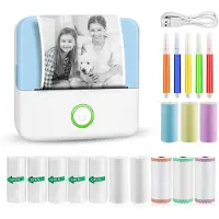 Core Mini Printer Papier - Mini Printer voor Mobiel - Pocket Printer - Blauw/Wit - 9cm x 5cm x 9cm