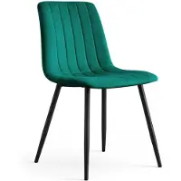 Akord Eetkamerstoel LIVO / Gestoffeerde Stoelen / Fluwelen Stoelen en Metalen Poten / Flesgroen met zwarte benen