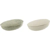 J-Line decoratie Doos Schelp - keramiek - wit/olijfgroen - 2 stuks