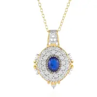 Cavill - Zilveren Halsketting Verguld - 925 Sterling Zilver met Kobaltblauwe Spinel 1 179 ct en 3 04 ct Zirkonia - Luxe Ovaal Sieraad 45-50 cm