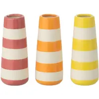 J-Line decoratie Vaas Gestreept Porselein - polyresin - small - doos van 3